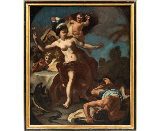 Francesco Solimena (Canale di Serino 1657 - Barra 1747) bottega di - Allegoria dell’America.