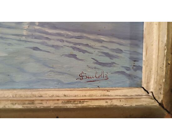 PAINTING WITH SEASCAPE AND BOATS, FIRST HALF OF THE 20TH CENTURY