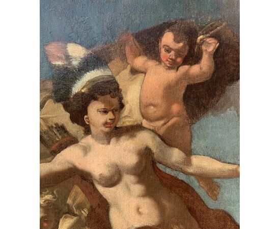 Francesco Solimena (Canale di Serino 1657 - Barra 1747) bottega di - Allegoria dell’America.