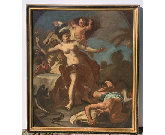 Francesco Solimena (Canale di Serino 1657 - Barra 1747) bottega di - Allegoria dell’America.