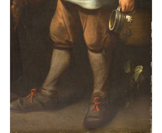 Dipinto con coppia di osti - '600 fiammingo - olio su tela