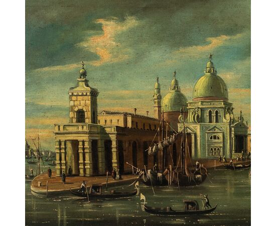 Francesco Guarana (attivo a Venezia nella seconda metà XIX sec.) - Venezia, veduta dell’inizio del Canal Grande con la basilica di S. Maria della Salute.