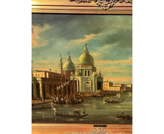 Francesco Guarana (attivo a Venezia nella seconda metà XIX sec.) - Venezia, veduta dell’inizio del Canal Grande con la basilica di S. Maria della Salute.