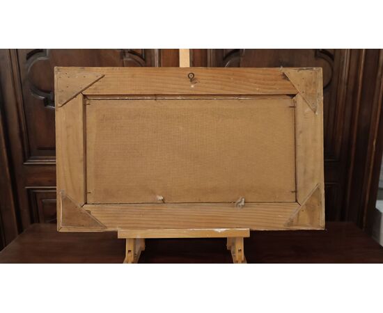 DIPINTO CON MARINA E BARCHE PRIMA META’ XX SECOLO