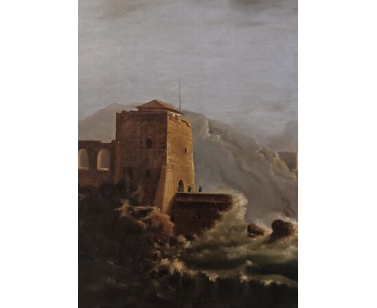 PAINTING WITH SEASCAPE AND TEMPEST, LATE 18TH CENTURY