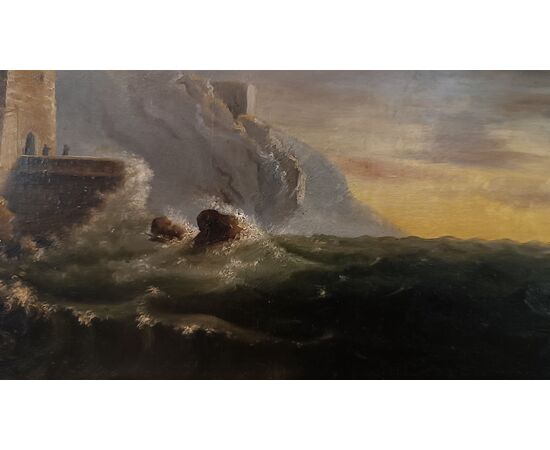 PAINTING WITH SEASCAPE AND TEMPEST, LATE 18TH CENTURY