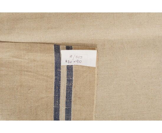 Ecru French canvas with blue stripes - B/835 -