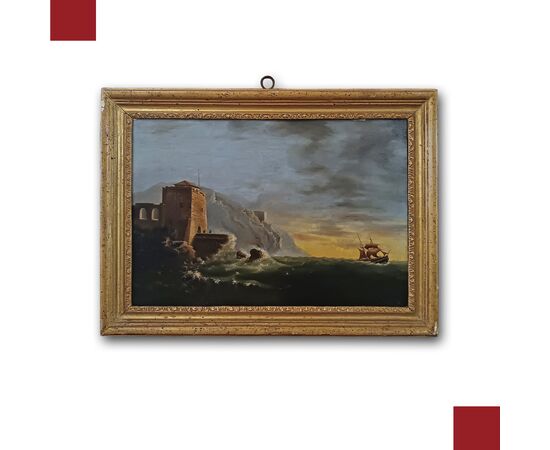 PAINTING WITH SEASCAPE AND TEMPEST, LATE 18TH CENTURY