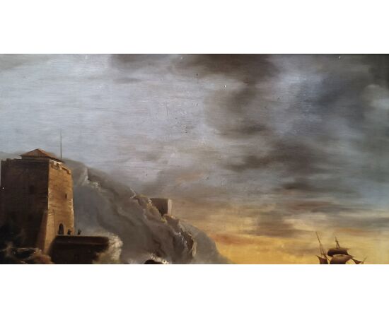 PAINTING WITH SEASCAPE AND TEMPEST, LATE 18TH CENTURY