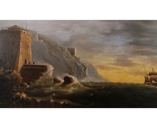 PAINTING WITH SEASCAPE AND TEMPEST, LATE 18TH CENTURY