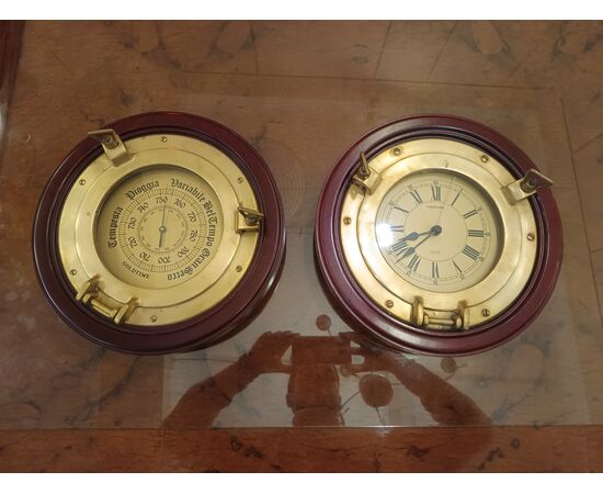 Pair of nautical clock-barometers
