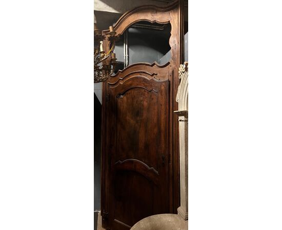 PTS904 - N. 2 antique walnut doors, with frame, 18th century, opening cm W 88 x H 209