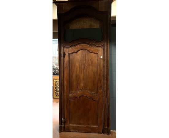 PTS904 - N. 2 antique walnut doors, with frame, 18th century, opening cm W 88 x H 209