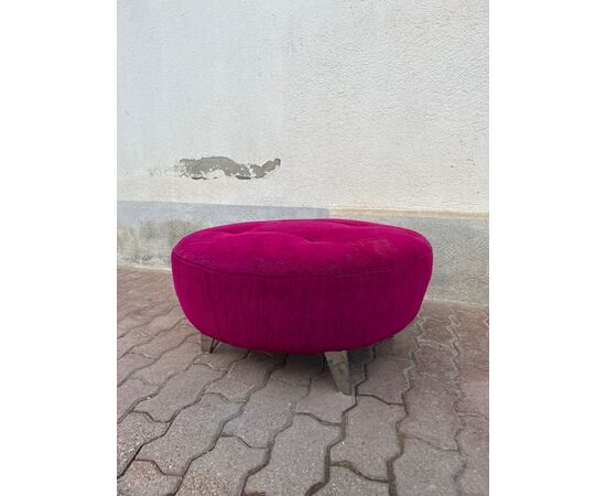 Pouf sgabello in stoffa viola Capitonnè vintage