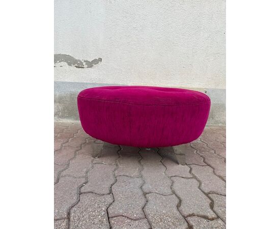 Pouf sgabello in stoffa viola Capitonnè vintage