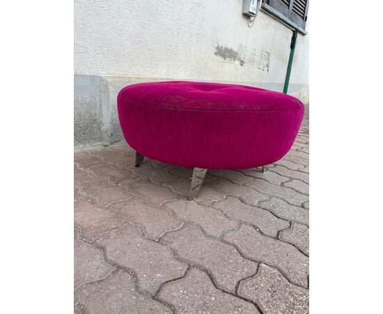 Pouf sgabello in stoffa viola Capitonnè vintage