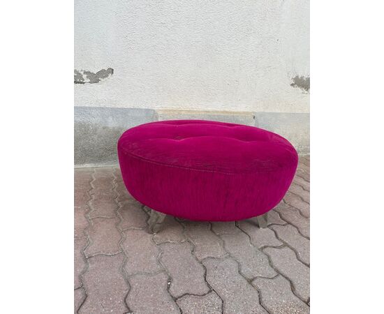 Pouf sgabello in stoffa viola Capitonnè vintage
