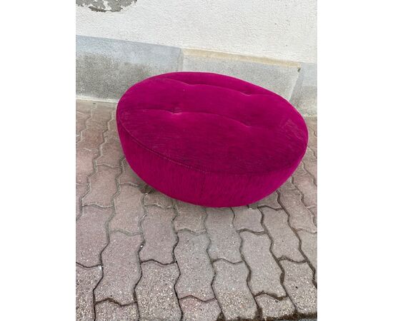 Pouf sgabello in stoffa viola Capitonnè vintage