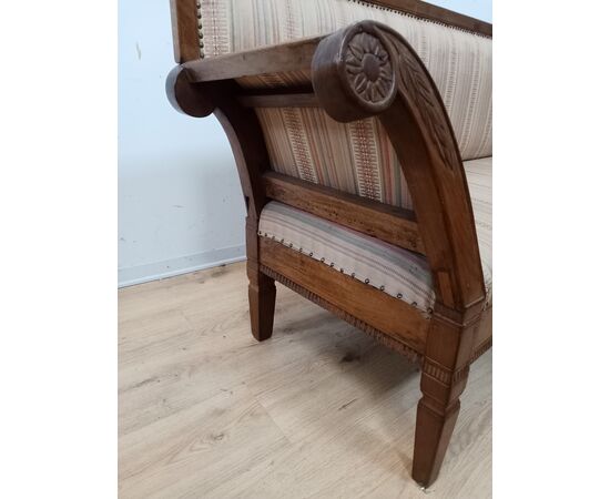 Louis XVI sofa with scroll arms - walnut - 18th century / 1700s - bench -