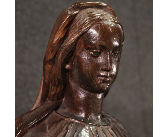 19th century religious wooden sculpture Madonna