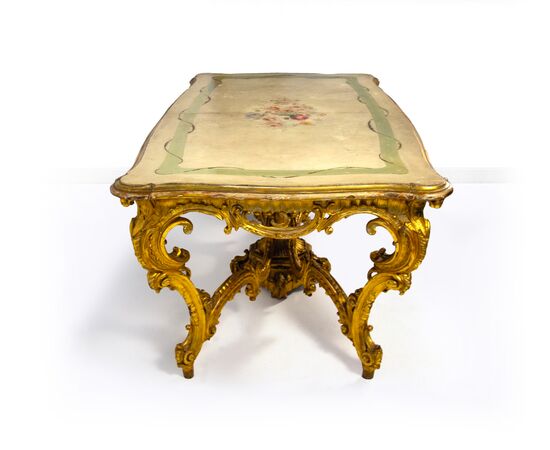 Carved, gilded and lacquered wooden table, Lombardy, 19th century