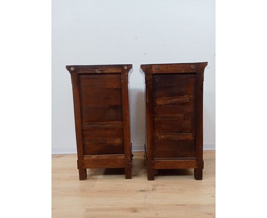 Pair of Louis Philippe nightstands - walnut - 1800s - Carlo X cappuccino cabinet