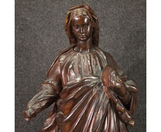 19th century religious wooden sculpture Madonna