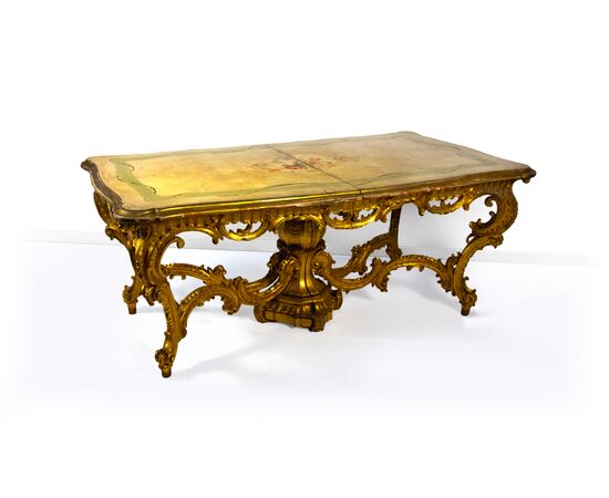 Carved, gilded and lacquered wooden table, Lombardy, 19th century