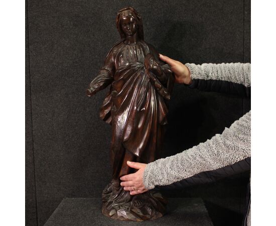 19th century religious wooden sculpture Madonna