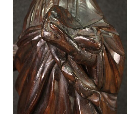 19th century religious wooden sculpture Madonna