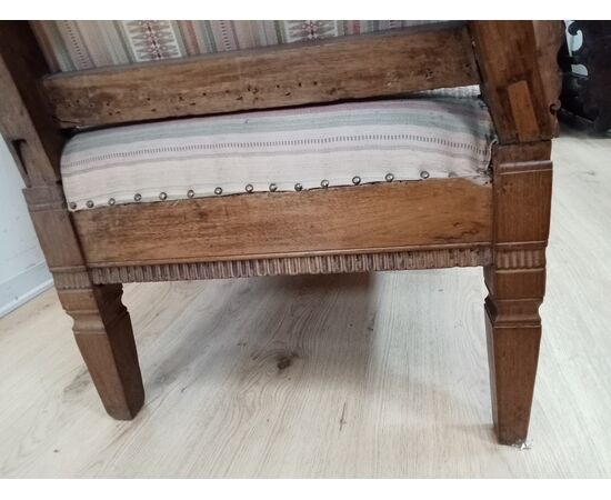 Louis XVI sofa with scroll arms - walnut - 18th century / 1700s - bench -