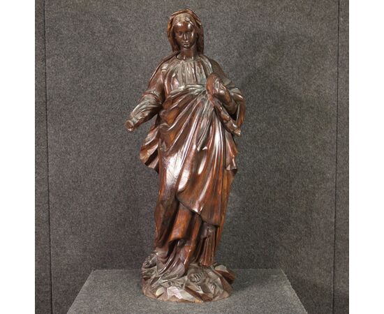 19th century religious wooden sculpture Madonna