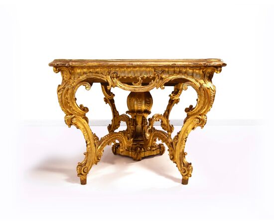 Carved, gilded and lacquered wooden table, Lombardy, 19th century