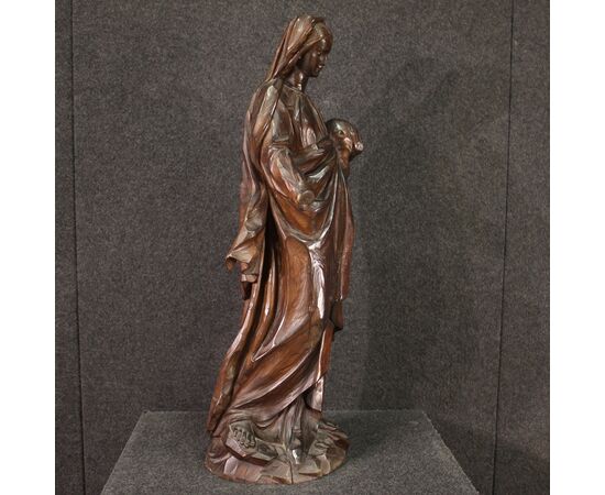 19th century religious wooden sculpture Madonna