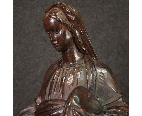 19th century religious wooden sculpture Madonna
