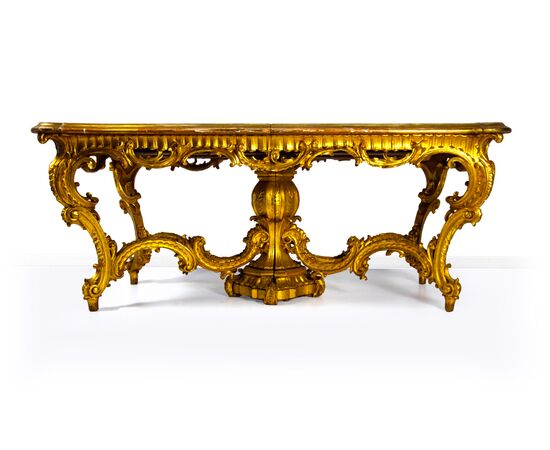 Carved, gilded and lacquered wooden table, Lombardy, 19th century