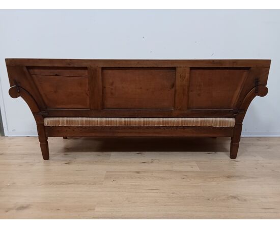 Louis XVI sofa with scroll arms - walnut - 18th century / 1700s - bench -