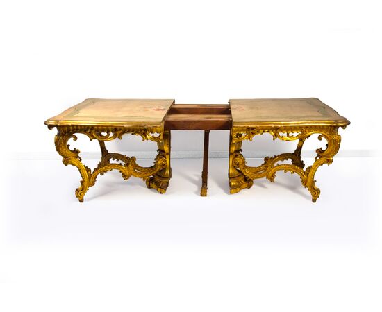 Carved, gilded and lacquered wooden table, Lombardy, 19th century