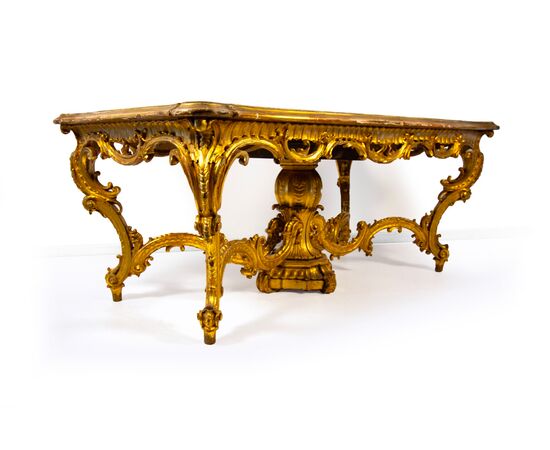 Carved, gilded and lacquered wooden table, Lombardy, 19th century