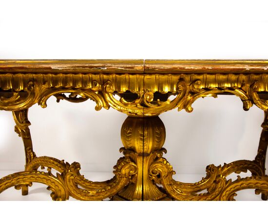 Carved, gilded and lacquered wooden table, Lombardy, 19th century