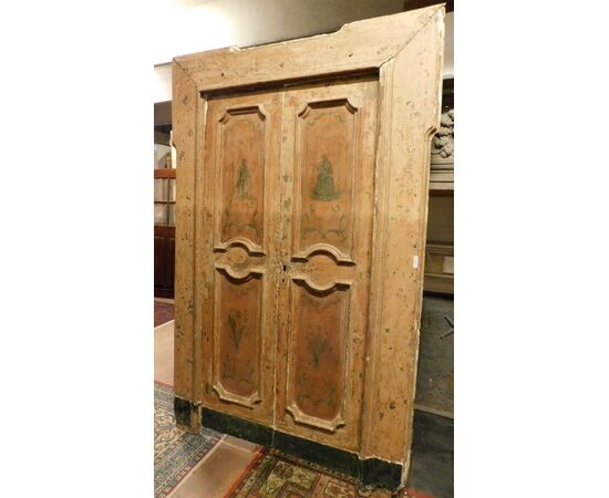 ptl473, vintage lacquered door 700, mis. with frame cm 165 xh 235 max     