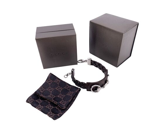 GUCCI Bracciale in Pelle Col. Marrone Mors