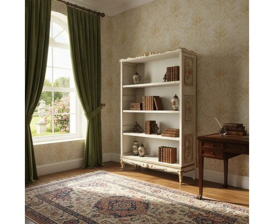 
Libreria siciliana a giorno laccata e dipinta, fine XIX secolo