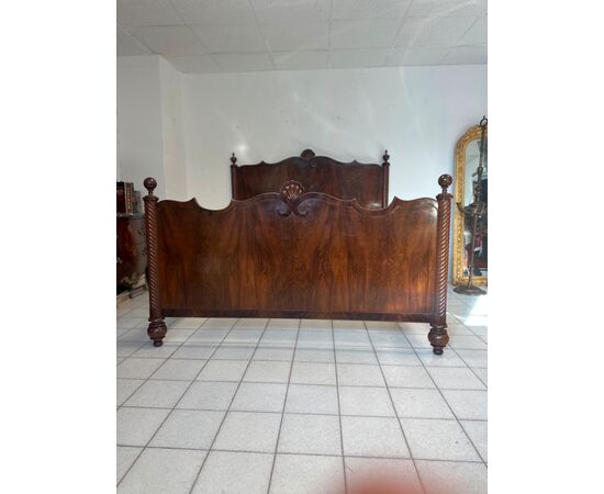 Lombardo Carlo X double bed, early 1800s, Emilia Bologna. Restored