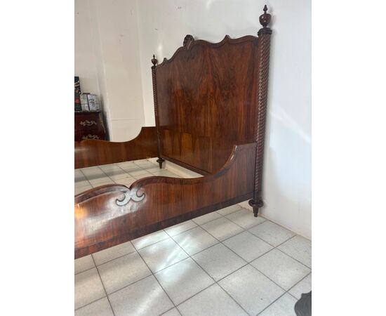 Lombardo Carlo X double bed, early 1800s, Emilia Bologna. Restored
