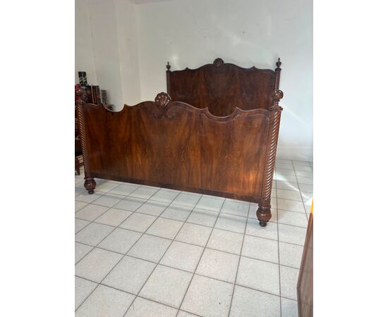 Lombardo Carlo X double bed, early 1800s, Emilia Bologna. Restored