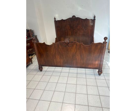 Lombardo Carlo X double bed, early 1800s, Emilia Bologna. Restored