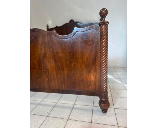 Lombardo Carlo X double bed, early 1800s, Emilia Bologna. Restored