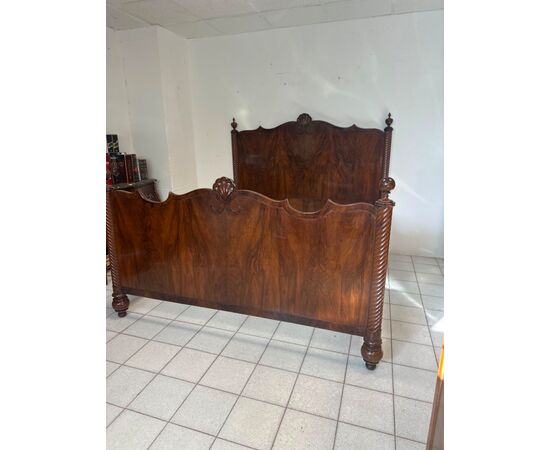 Lombardo Carlo X double bed, early 1800s, Emilia Bologna. Restored