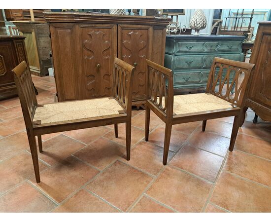 Pair of walnut benches